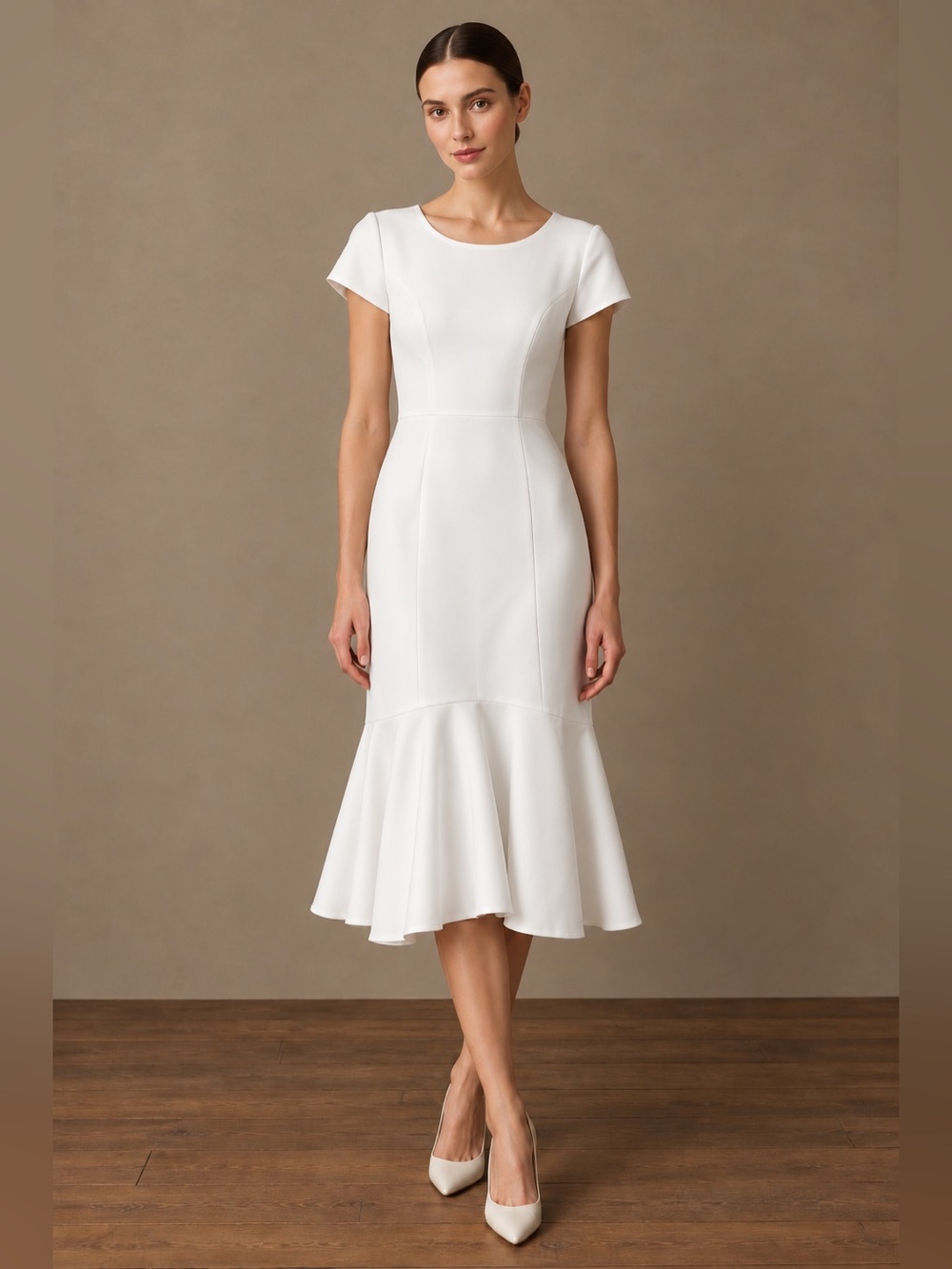 Amanda Uprichard NWOT Evalina Ivory Cap-Sleeve signature flounce Hem Midi Dress